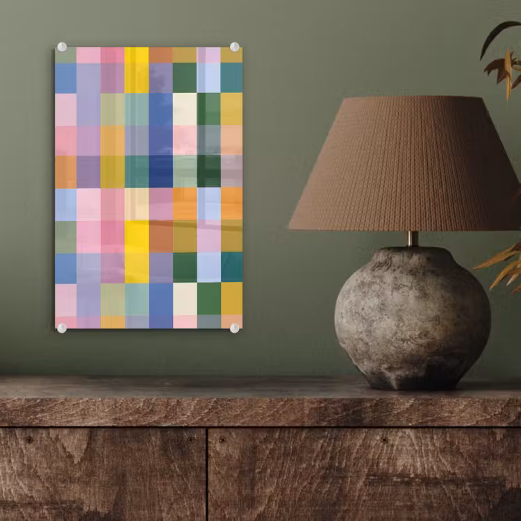 Glas schilderij - Blokken - Vierkant - Patroon - Gekleurd — 4