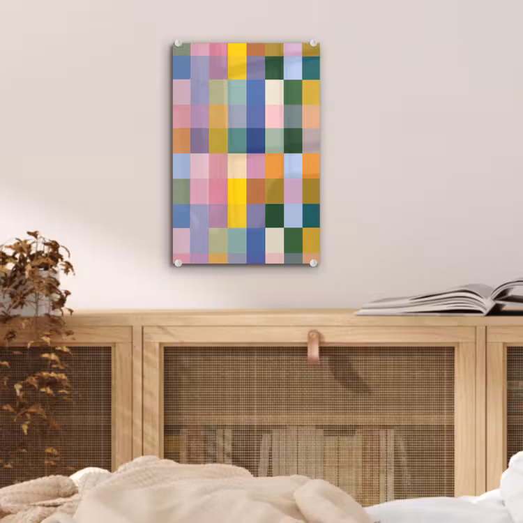 Glas schilderij - Blokken - Vierkant - Patroon - Gekleurd — 5