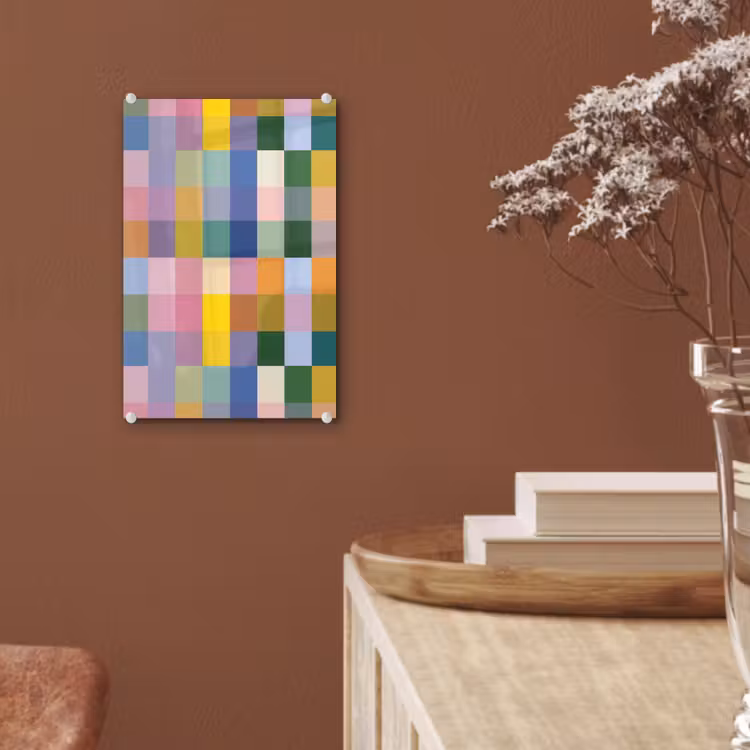 Glas schilderij - Blokken - Vierkant - Patroon - Gekleurd — 6