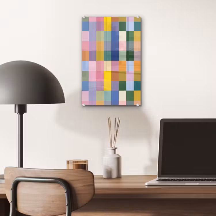 Glas schilderij - Blokken - Vierkant - Patroon - Gekleurd — 7