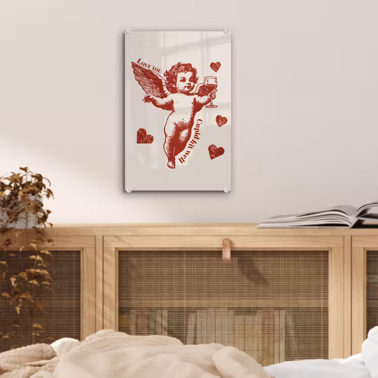 Glas schilderij - Cupido - Hartjes - Rood - Klassiek — 5