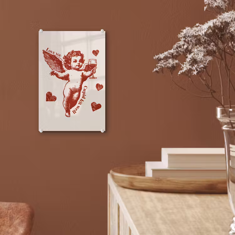 Glas schilderij - Cupido - Hartjes - Rood - Klassiek — 6