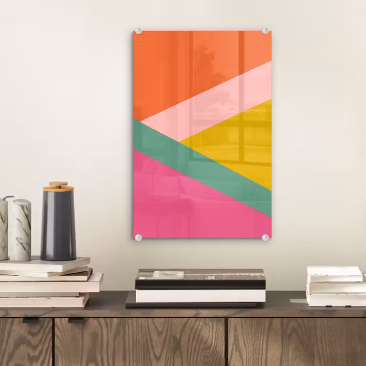 Glas schilderij - Driehoeken - Kleurrijk - Abstract — 2