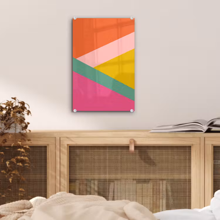 Glas schilderij - Driehoeken - Kleurrijk - Abstract — 5