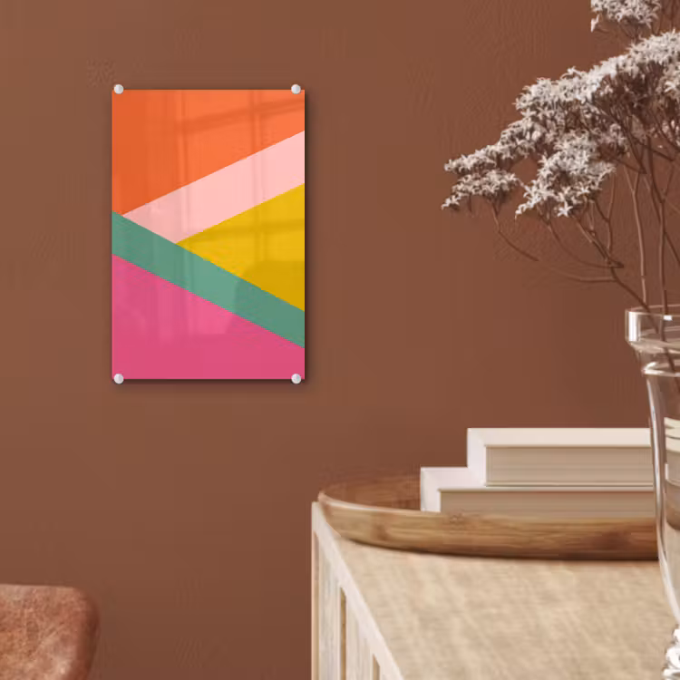 Glas schilderij - Driehoeken - Kleurrijk - Abstract — 6