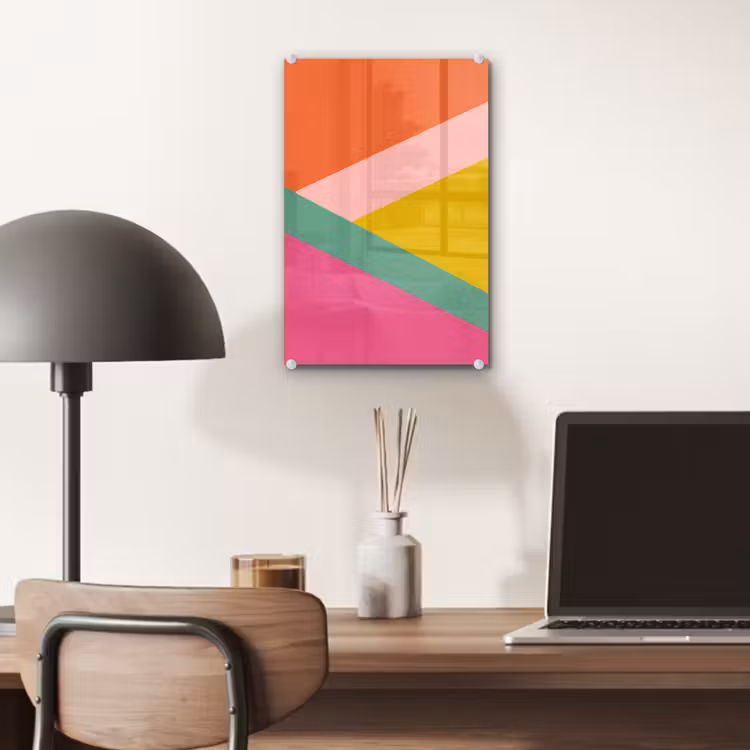 Glas schilderij - Driehoeken - Kleurrijk - Abstract — 7
