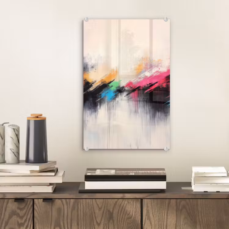 Glas schilderij - Dynamisch - Abstract - Kleurrijk - Zwart — 2