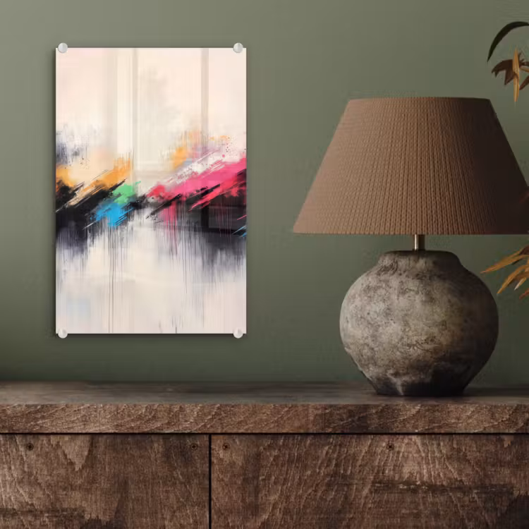 Glas schilderij - Dynamisch - Abstract - Kleurrijk - Zwart — 4