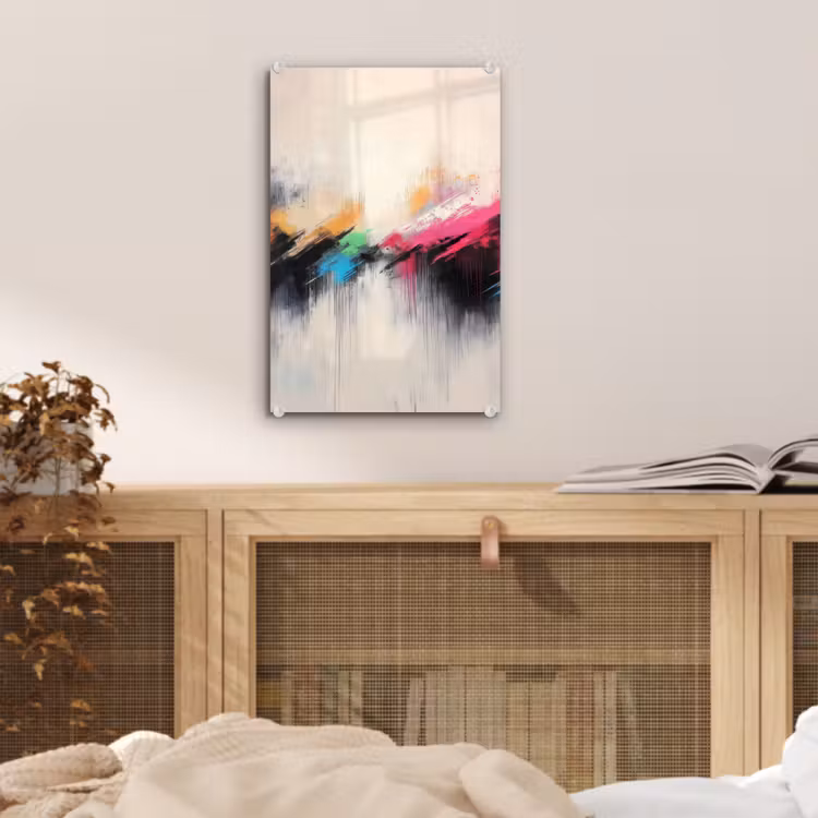 Glas schilderij - Dynamisch - Abstract - Kleurrijk - Zwart — 5