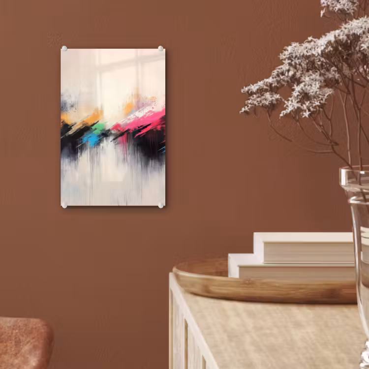 Glas schilderij - Dynamisch - Abstract - Kleurrijk - Zwart — 6