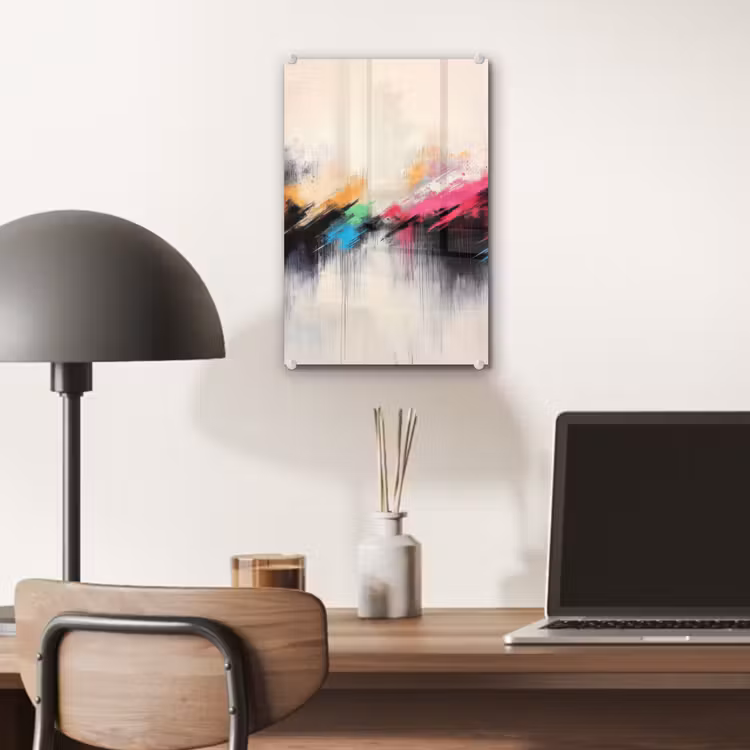 Glas schilderij - Dynamisch - Abstract - Kleurrijk - Zwart — 7