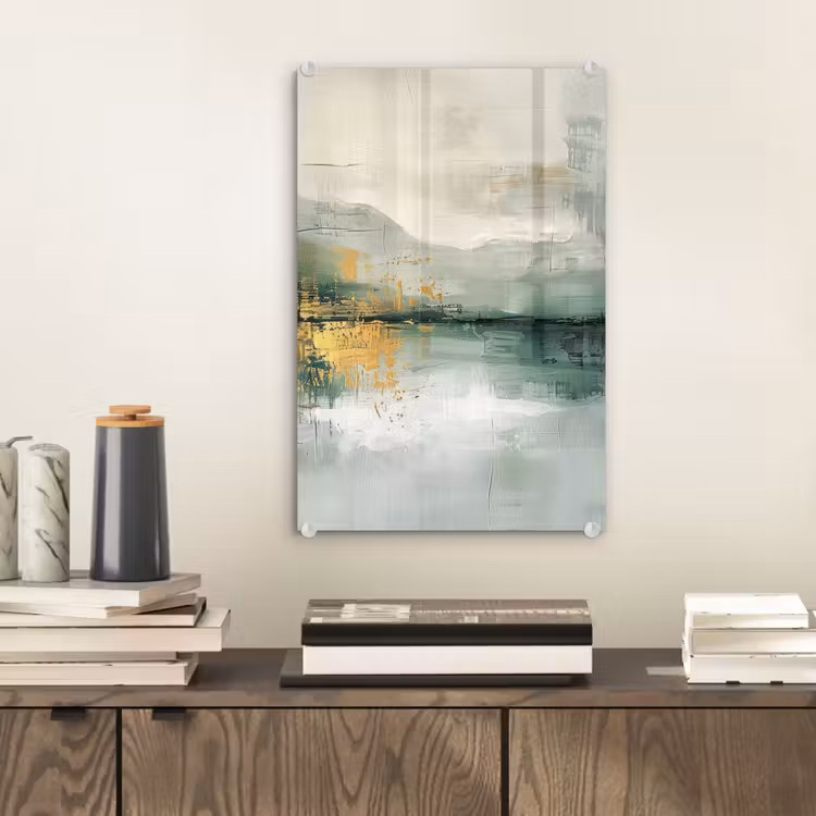 Glas schilderij - Groen - Modern - Abstract - Goud — 2