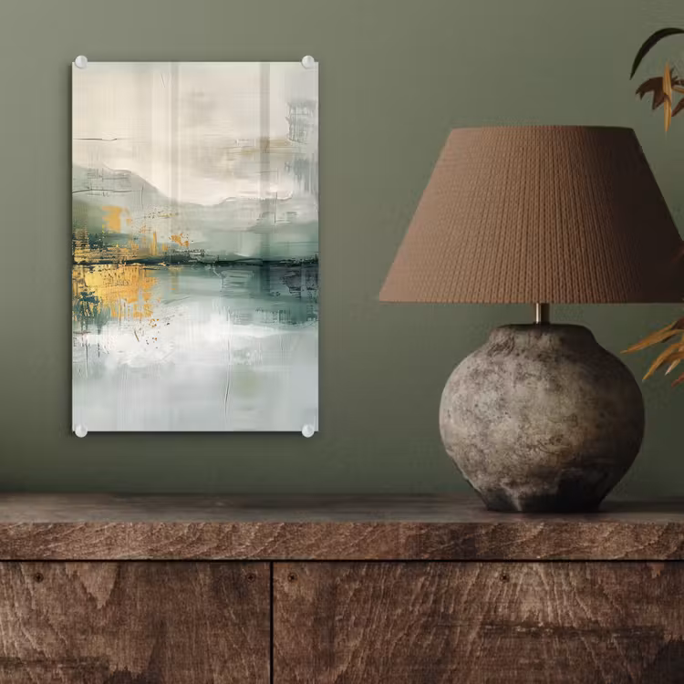 Glas schilderij - Groen - Modern - Abstract - Goud — 4