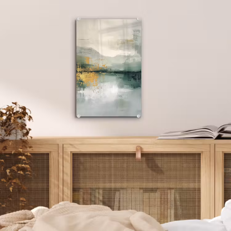 Glas schilderij - Groen - Modern - Abstract - Goud — 5