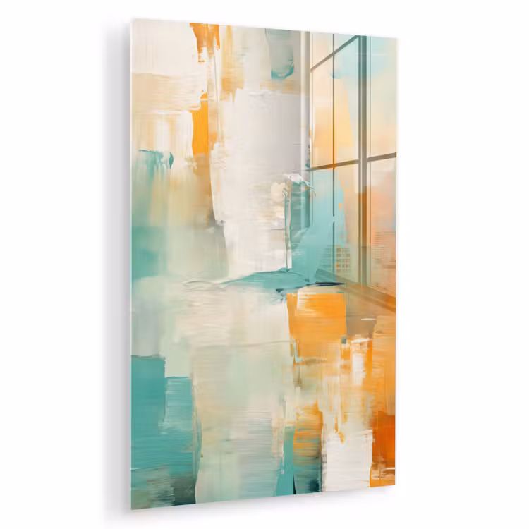 Glas schilderij - Kunst - Abstract - Blauw - Wit — 1