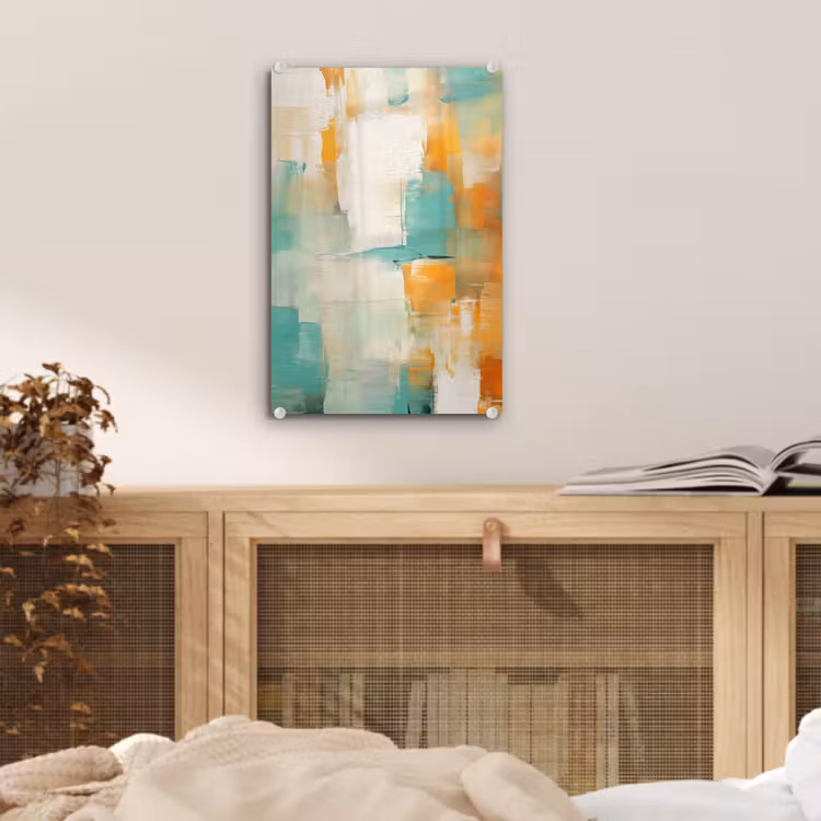 Glas schilderij - Kunst - Abstract - Blauw - Wit — 5
