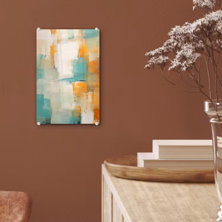 Glas schilderij - Kunst - Abstract - Blauw - Wit — 6