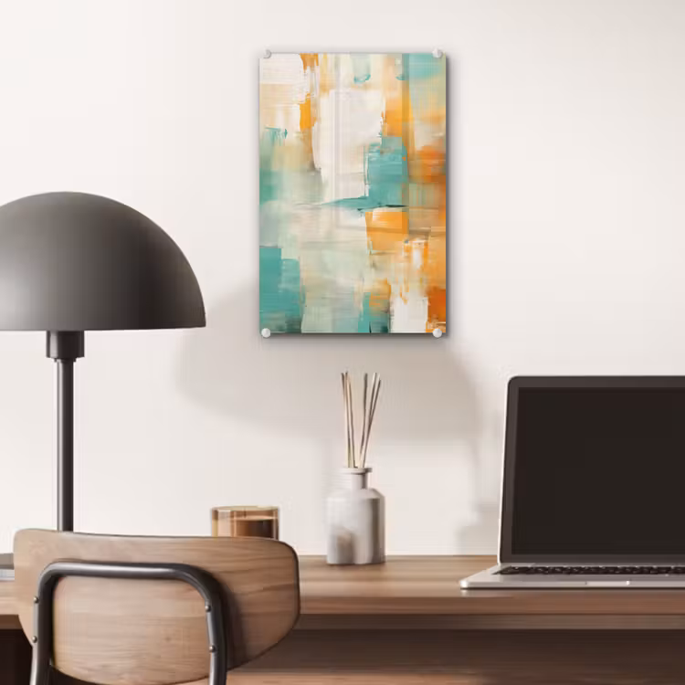 Glas schilderij - Kunst - Abstract - Blauw - Wit — 7
