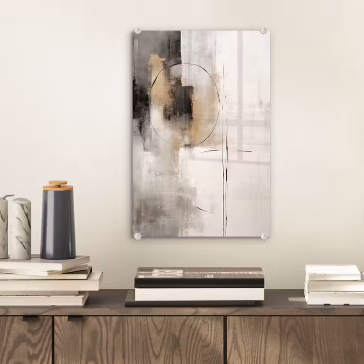 Glas schilderij - Kunst - Abstract - Grijs - Industrieel — 2