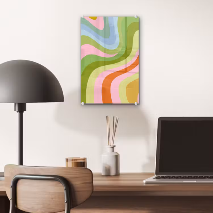 Glas schilderij - Lijnen - Pasteltinten - Golvend — 7