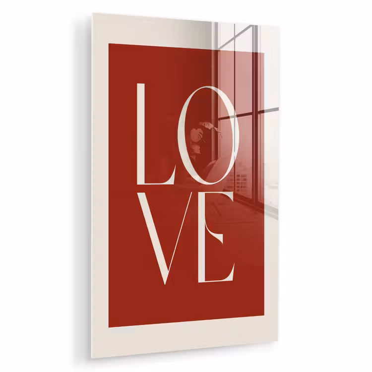 Glas schilderij - Love - Rood - Minimalistisch — 1