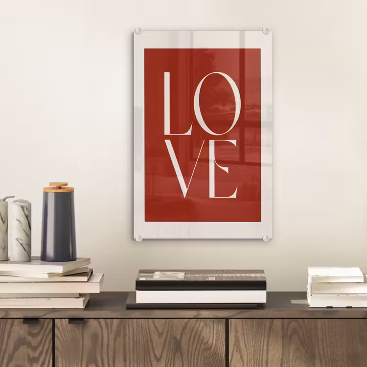 Glas schilderij - Love - Rood - Minimalistisch — 2
