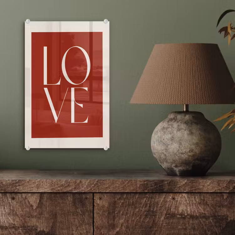 Glas schilderij - Love - Rood - Minimalistisch — 4