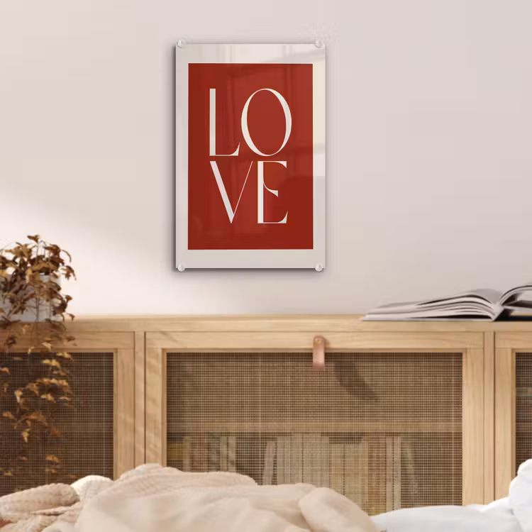 Glas schilderij - Love - Rood - Minimalistisch — 5