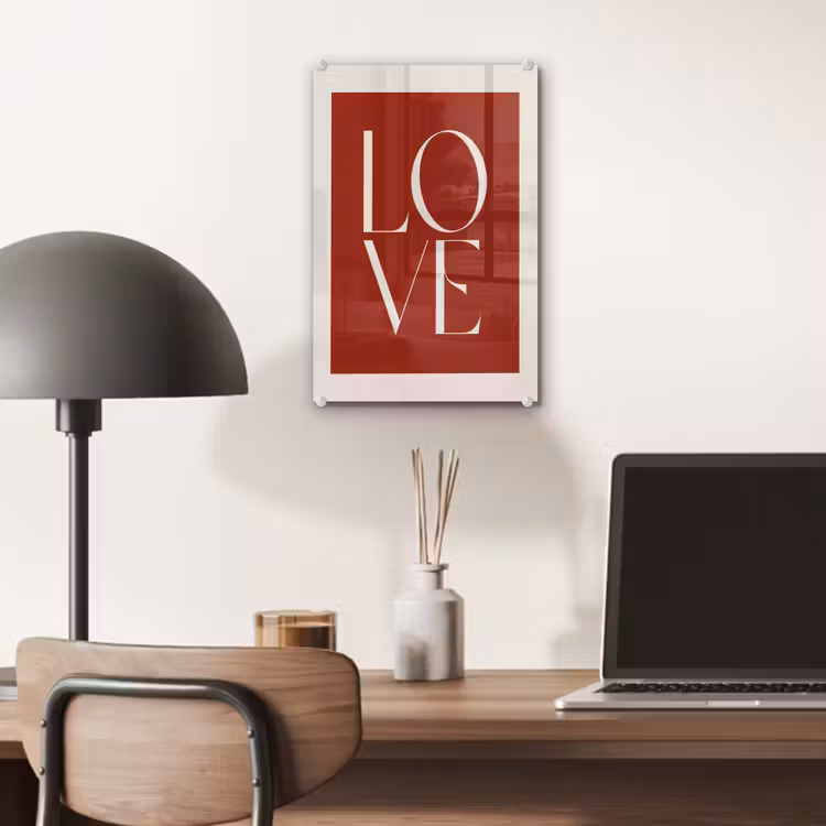 Glas schilderij - Love - Rood - Minimalistisch — 7