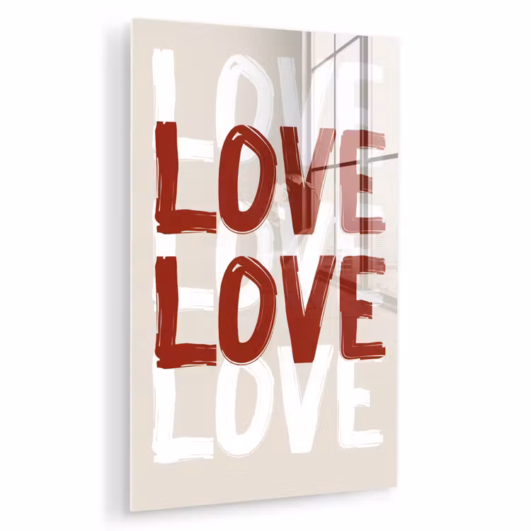 Glas schilderij - Love - Rood - Tekst — 1