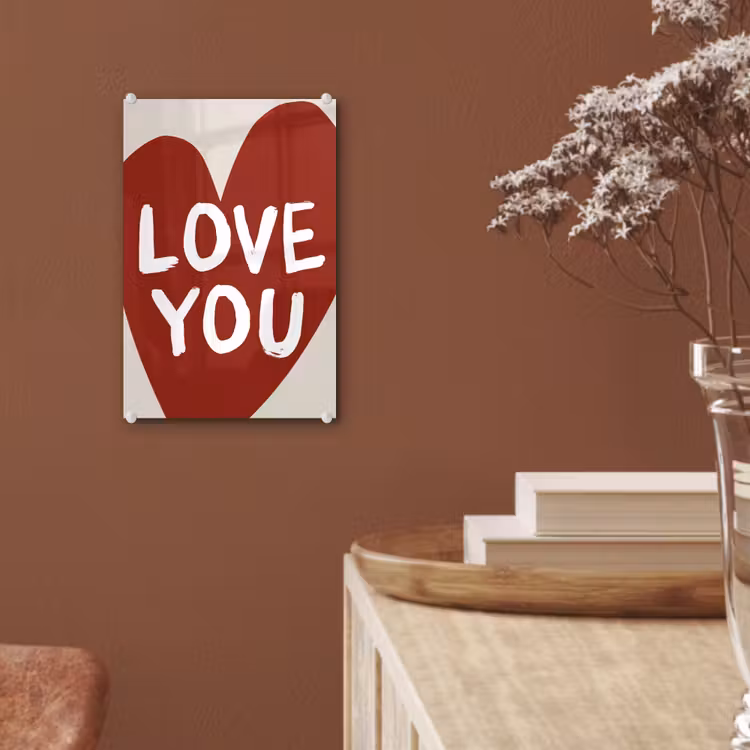 Glas schilderij - Loveyou - Hart - Rood — 6