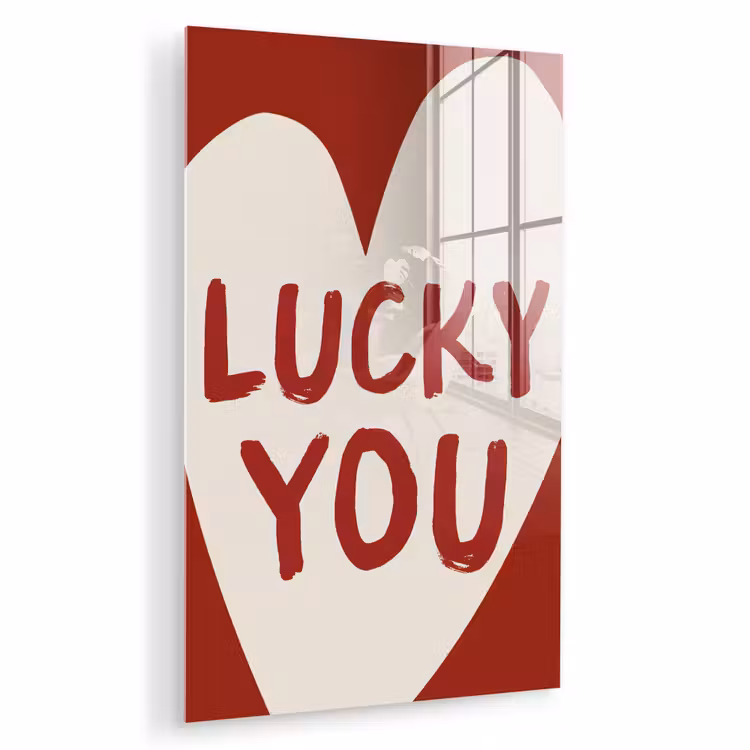 Glas schilderij - Lucky - Hart - Rood — 1