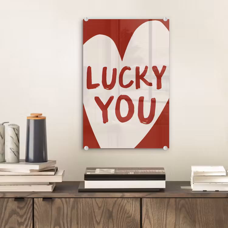 Glas schilderij - Lucky - Hart - Rood — 2