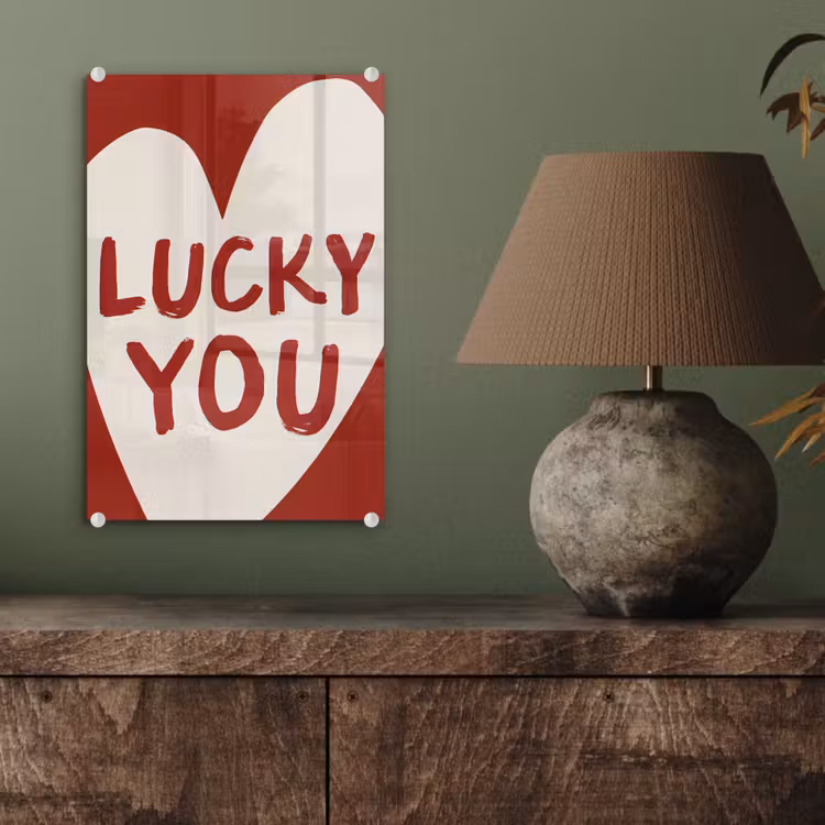 Glas schilderij - Lucky - Hart - Rood — 4