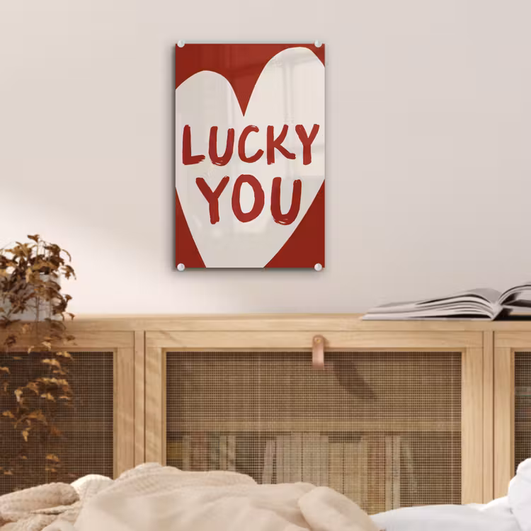 Glas schilderij - Lucky - Hart - Rood — 5