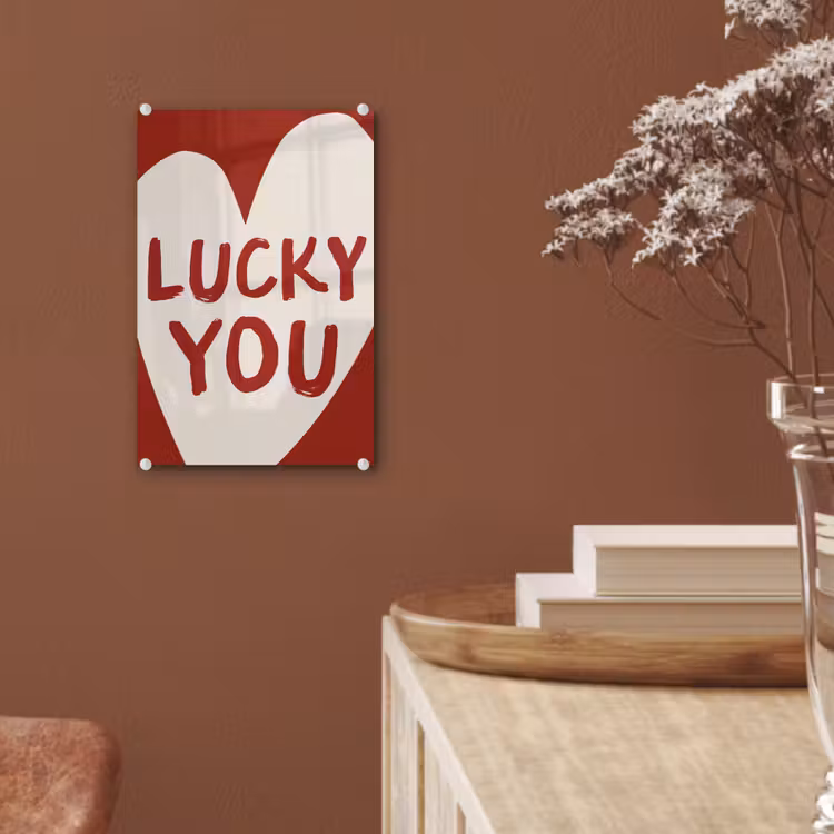 Glas schilderij - Lucky - Hart - Rood — 6