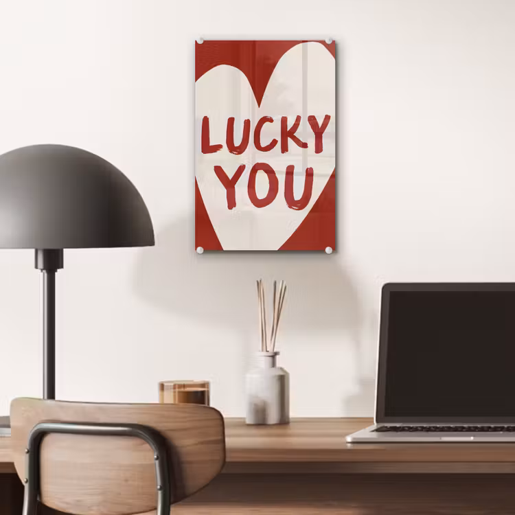 Glas schilderij - Lucky - Hart - Rood — 7