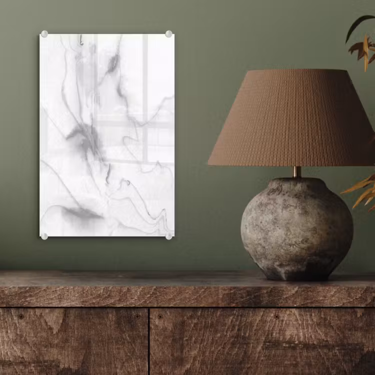 Glas schilderij - Marmer - Grijs - Wit - Abstract - Marmerlook — 3