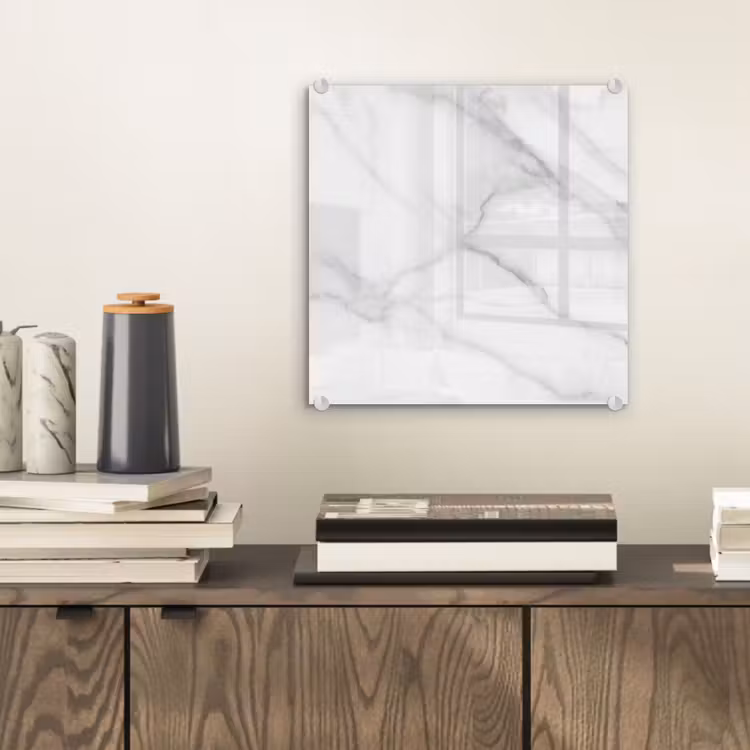 Glas schilderij - Marmer - Structuur - Wit - Grijs - Steen - Marmerlook — 1