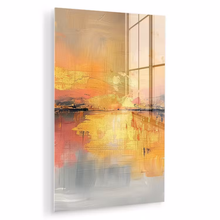 Glas schilderij - Modern - Abstract - Goud - Roze — 1