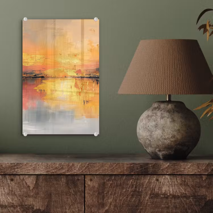 Glas schilderij - Modern - Abstract - Goud - Roze — 4
