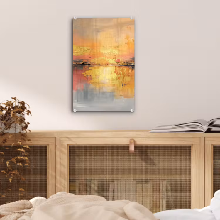 Glas schilderij - Modern - Abstract - Goud - Roze — 5