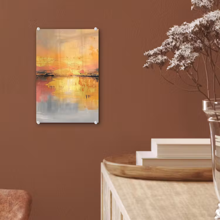 Glas schilderij - Modern - Abstract - Goud - Roze — 6