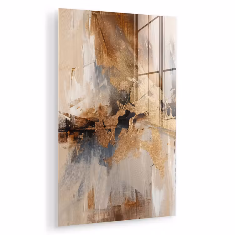 Glas schilderij - Modern - Bruin - Abstract - Beige — 1