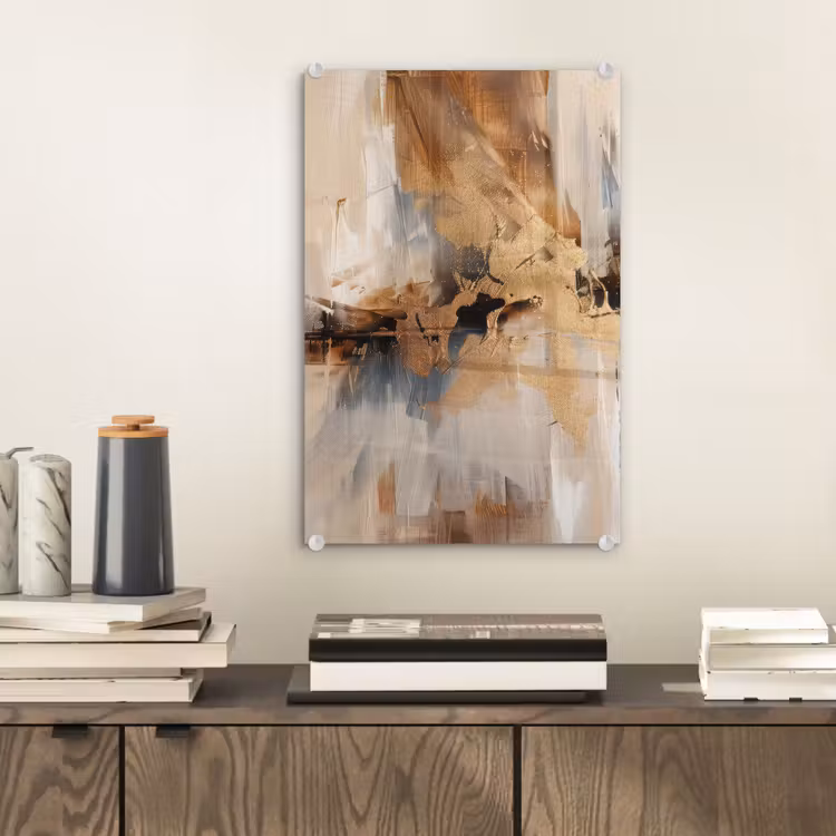 Glas schilderij - Modern - Bruin - Abstract - Beige — 2