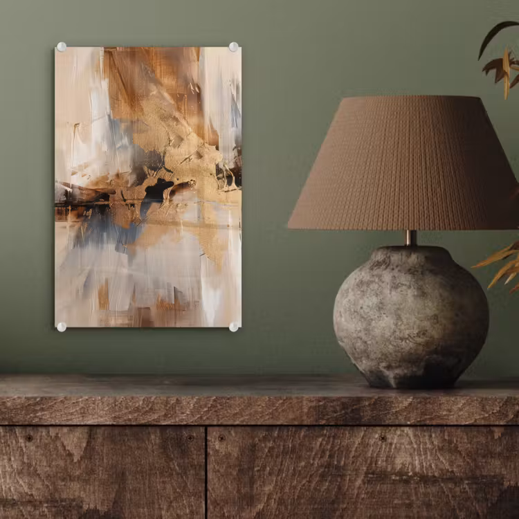 Glas schilderij - Modern - Bruin - Abstract - Beige — 4