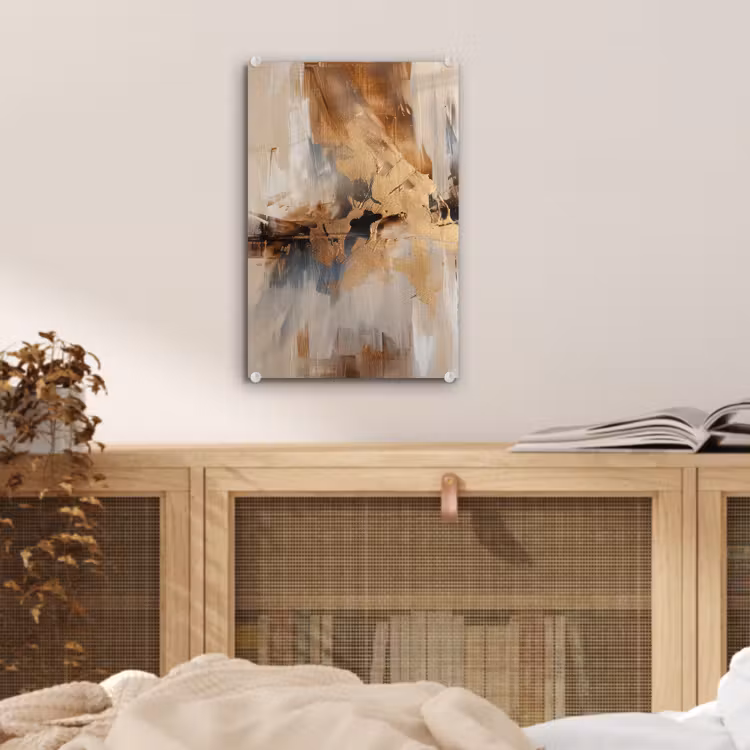 Glas schilderij - Modern - Bruin - Abstract - Beige — 5