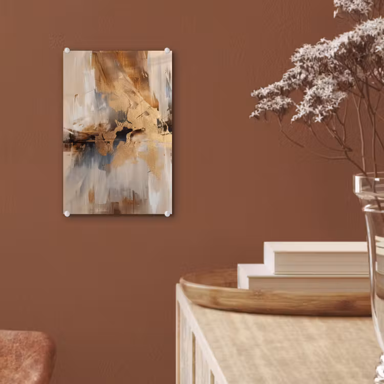 Glas schilderij - Modern - Bruin - Abstract - Beige — 6