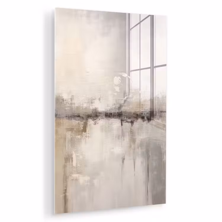 Glas schilderij - Moderne kunst - Abstract - Beige — 1