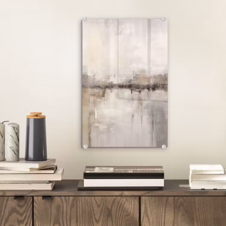 Glas schilderij - Moderne kunst - Abstract - Beige — 2
